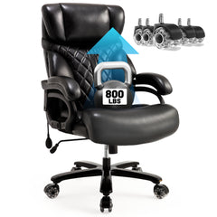 Qusaphy 800lbs Big and Tall Office Chair, Ergonomic Executive Chair with Reclining Backrest, Spring Cushion Seat, Lumbar Support & Ergonomic Armrests for Home Office and Conference Room