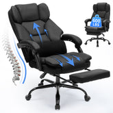 Qusaphy 600lbs Big and Tall PU Leather Executive Office Chair, Reclining Backrest up to 155°, Spring Cushion Seat, Lumbar Support & Adjustable Armrests for Home Office or Conference Room