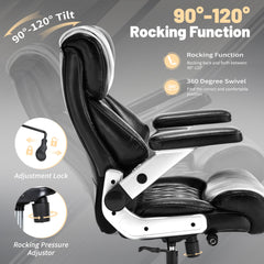 Qusaphy Big & Tall Office Chair 800LBS Heavy Duty - Ergonomic PU Leather Chair with 5D Armrests, 90°-120° Recline, Silent Wheels
