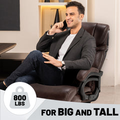 Qusaphy 800lbs Big and Tall Office Chair, Ergonomic Executive Chair with Reclining Backrest, Spring Cushion Seat, Lumbar Support & Ergonomic Armrests for Home Office and Conference Room