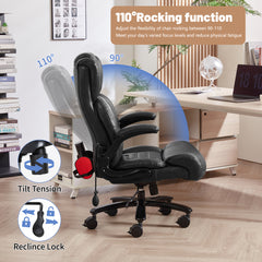 Qusaphy 800lbs Big and Tall Office Chair, Ergonomic Executive Chair with Reclining Backrest, Spring Cushion Seat, Lumbar Support & Ergonomic Armrests for Home Office and Conference Room