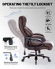 Qusaphy 600lbs Big and Tall PU Leather Executive Office Chair, Reclining Backrest up to 110°, Spring Cushion Seat, Lumbar Support & Adjustable Armrests for Home Office or Conference Room brown