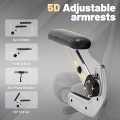 Qusaphy Big & Tall Office Chair 800LBS Heavy Duty - Ergonomic PU Leather Chair with 5D Armrests, 90°-120° Recline, Silent Wheels