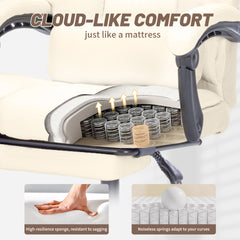 Qusaphy 600lbs Big and Tall PU Leather Executive Office Chair, Reclining Backrest up to 155°, Spring Cushion Seat, Lumbar Support & Adjustable Armrests for Home Office or Conference Room