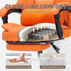 Qusaphy 600lbs Big and Tall PU Leather Executive Office Chair, Reclining Backrest up to 155°, Spring Cushion Seat, Lumbar Support & Adjustable Armrests for Home Office or Conference Room