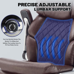 QUSAPHY Big & Tall Office Chair 800LBS Heavy Duty - Ergonomic PU Leather Chair with 5D Armrests, 90°-120° Recline, Silent Wheels