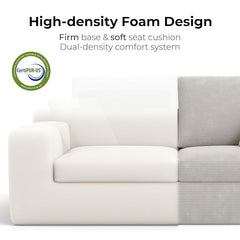 78" Loveseat Sofa in a Box, Cloud Boneless Couch with Comfy Deep Seat, No Assembly Required, Modern Upholstered Corduroy Sofa for Living Room, Apartment, Home Office, Greige