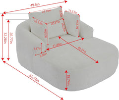 Oversized Chaise Longue Chair Indoor, Modern Upholstered Chenille Deep Seat Sofa Bed with Throw Pillows and Armrests, Sleeper Sofa Couch for Living Room, Bedroom Apartment