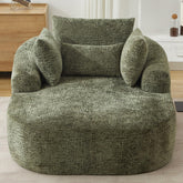 Oversized Chaise Longue Chair Indoor, Modern Upholstered Chenille Deep Seat Sofa Bed with Throw Pillows and Armrests, Sleeper Sofa Couch for Living Room, Bedroom Apartment