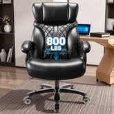800LBS Heavy Duty Big and Tall Office Chair, Ergonomic Executive Desk Chair with Adjustable Air Lumbar Support, Breathable Leather Computer Chair with Pocket Spring Cushion for Home Office, Black