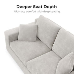 78" Loveseat Sofa in a Box, Cloud Boneless Couch with Comfy Deep Seat, No Assembly Required, Modern Upholstered Corduroy Sofa for Living Room, Apartment, Home Office, Greige