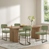 Dining Chairs Set of 4, Upholstered Modern Kitchen Chairs with Ergonomic Backrest, Fabric Cushion Seat & Wire Drawing Metal Legs for Living Room, Restaurant, and Café, Green, 2Boxs