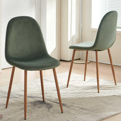 Velvet Dining Chairs Set of 4 - Modern Upholstered Chairs with Metal Legs for Living, Bedroom,Dining Room - Green Dining Chairs Set for 4
