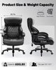Qusaphy 600lbs Big and Tall PU Leather Executive Office Chair, Reclining Backrest up to 110°, Spring Cushion Seat, Lumbar Support & Adjustable Armrests for Home Office or Conference Room