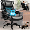 Qusaphy 800LBS Big and Tall Executive Office Chair, PU Leather Ergonomic Desk Chair with Adjustable Backrest and Thick Padded Cushion, Heavy Duty Chair for Home or Office Black