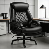 Qusaphy 800LBS Big and Tall Executive Office Chair, PU Leather Ergonomic Desk Chair with Adjustable Backrest and Thick Padded Cushion, Heavy Duty Chair for Home or Office Black