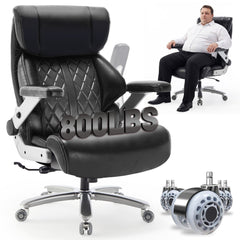 Qusaphy Big & Tall Office Chair 800LBS Heavy Duty - Ergonomic PU Leather Chair with 5D Armrests, 90°-120° Recline, Silent Wheels