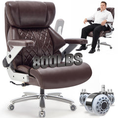 Qusaphy Big & Tall Office Chair 800LBS Heavy Duty - Ergonomic PU Leather Chair with 5D Armrests, 90°-120° Recline, Silent Wheels