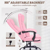 Qusaphy 600lbs Big and Tall PU Leather Executive Office Chair, Reclining Backrest up to 155°, Spring Cushion Seat, Lumbar Support & Adjustable Armrests for Home Office or Conference Room pink
