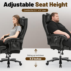 Qusaphy Big and Tall 800lbs Ergonomic Office Chair Heated massage chair, reclining high-back chair, Footrest & BIFMA Certified Heavy-Duty Support Black