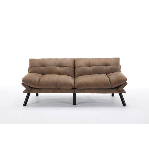 Leatehr Feeling Brown Convertible Folding Modern sofa Bed