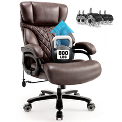 Qusaphy 800lbs Big and Tall Office Chair, Ergonomic Executive Chair with Reclining Backrest, Spring Cushion Seat, Lumbar Support & Ergonomic Armrests for Home Office and Conference Room