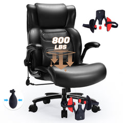 Qusaphy 800lbs Big and Tall Office Chair, Ergonomic Executive Chair with Reclining Backrest, Spring Cushion Seat, Lumbar Support & Ergonomic Armrests for Home Office and Conference Room