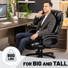 Qusaphy 800lbs Big and Tall Office Chair, Ergonomic Executive Chair with Reclining Backrest, Spring Cushion Seat, Lumbar Support & Ergonomic Armrests for Home Office and Conference Room
