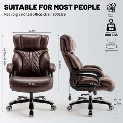Qusaphy 800lbs Big and Tall Office Chair, Ergonomic Executive Chair with Reclining Backrest, Spring Cushion Seat, Lumbar Support & Ergonomic Armrests for Home Office and Conference Room
