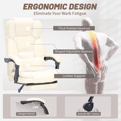 Qusaphy 600lbs Big and Tall PU Leather Executive Office Chair, Reclining Backrest up to 155°, Spring Cushion Seat, Lumbar Support & Adjustable Armrests for Home Office or Conference Room