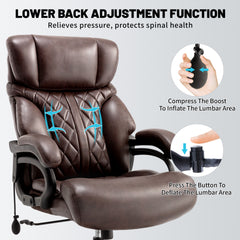 Qusaphy 800lbs Big and Tall Office Chair, Ergonomic Executive Chair with Reclining Backrest, Spring Cushion Seat, Lumbar Support & Ergonomic Armrests for Home Office and Conference Room