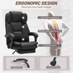 Qusaphy 600lbs Big and Tall PU Leather Executive Office Chair, Reclining Backrest up to 155°, Spring Cushion Seat, Lumbar Support & Adjustable Armrests for Home Office or Conference Room