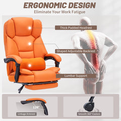 Qusaphy 600lbs Big and Tall PU Leather Executive Office Chair, Reclining Backrest up to 155°, Spring Cushion Seat, Lumbar Support & Adjustable Armrests for Home Office or Conference Room