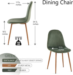 Velvet Dining Chairs Set of 4 - Modern Upholstered Chairs with Metal Legs for Living, Bedroom,Dining Room - Green Dining Chairs Set for 4