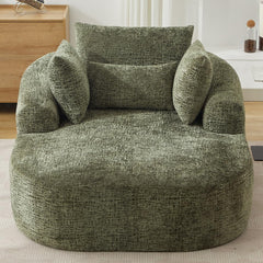 Oversized Chaise Longue Chair Indoor, Modern Upholstered Chenille Deep Seat Sofa Bed with Throw Pillows and Armrests, Sleeper Sofa Couch for Living Room, Bedroom Apartment