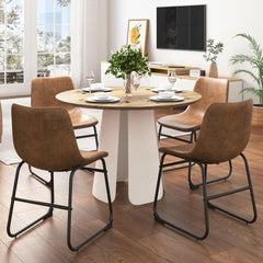 Set of 4 Retro Suede Dining Chairs, 18-Inch High Back Dining Chair Set, Modern 4 Chairs for Dining Table, Comfortable & Stylish Kitchen Chairs