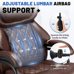 Qusaphy 800LBS Big and Tall Executive Office Chair, PU Leather Ergonomic Desk Chair with Adjustable Backrest and Thick Padded Cushion, Heavy Duty Chair for Home or Office Brown