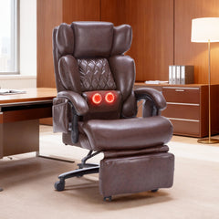 Qusaphy Big and Tall 800lbs Ergonomic Office Chair Heated massage chair, reclining high-back chair, Footrest & BIFMA Certified Heavy-Duty Support Brown