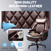 Qusaphy 800LBS Big and Tall Executive Office Chair, PU Leather Ergonomic Desk Chair with Adjustable Backrest and Thick Padded Cushion, Heavy Duty Chair for Home or Office Brown