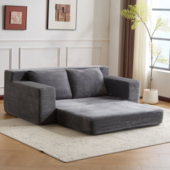 Loveseat Sofa, Comfortable Deep Seat Sofa Bed, Modern Small Corduroy Couch for Living Room Bedroom,Reversible Cushion with Pillows,No Assembly Required,Dark-grey